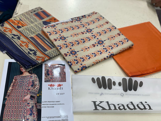 KHAADI LAWN PRINTED UNSTICH 3PC