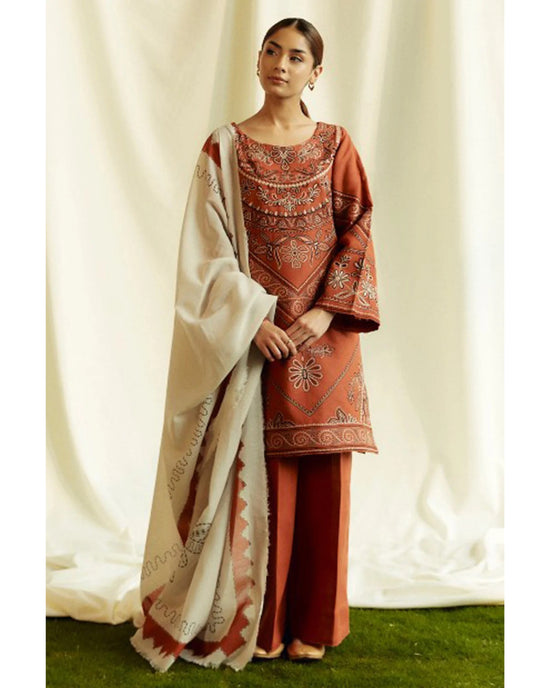 ZARA SHAHJAHAN DHANAK UNSTITCHED EMB 3PC