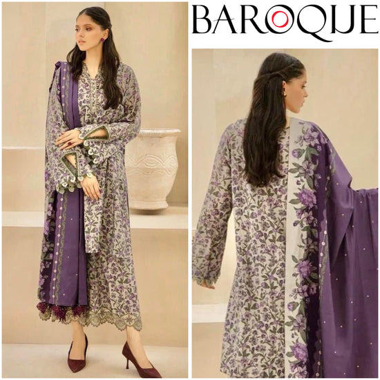 BAROQUE KARANDI PRINTED UNSTICHED 3PC