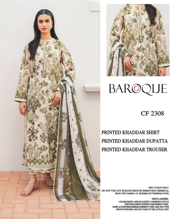 BAROQUE KHADDAR UNSTICH PRINTED 3PC