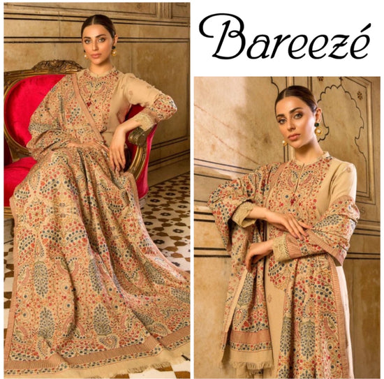 BAREEZE DHANAK UNSTITCHED EMB 3PC