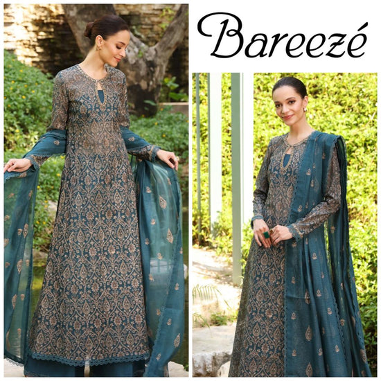 BAREEZA KHAADI NET UNSTITCHED EMB SUIT