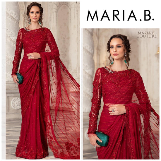 MARIA.B NET UNSTITCHED EMB SAREE