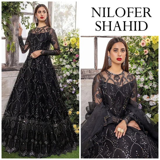 NILOFER NET UNSTITCHED EMB SUIT