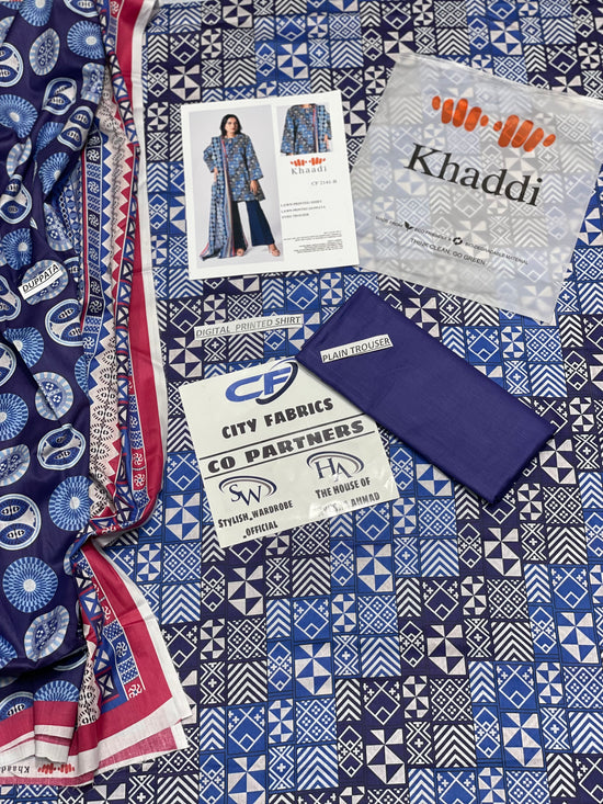 KHAADI LAWN PRINTED UNSTICH 3-PC