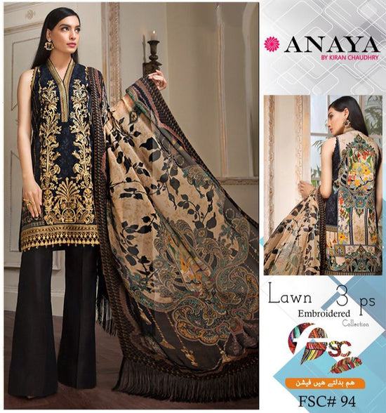 ANAYA LAWN UNSTITCHED 3PC