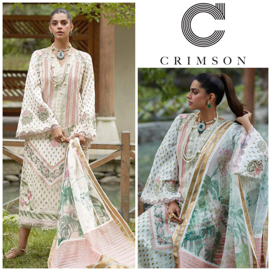 CRIMSON LAWN UNSTITCHED EMB 3PC