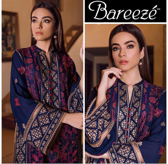 BAREEZE LAWN UNSTICH EMBROIDERED 2-PIC