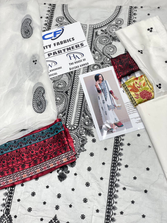 ELAN LAWN UNSTICH EMBROIDERED 3-PIC