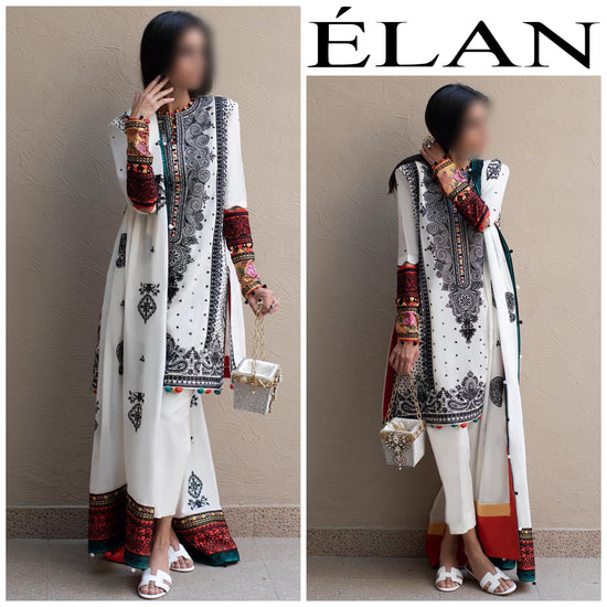 ELAN LAWN UNSTICH EMBROIDERED 3-PIC