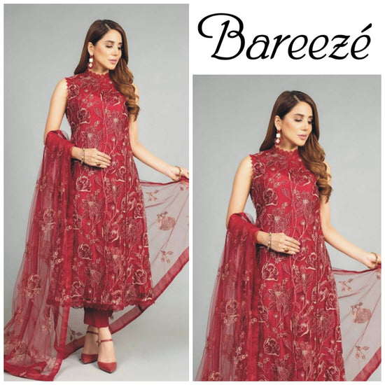 BAREEZE LAWN UNSTICH EMBROIDERED 3-PIC