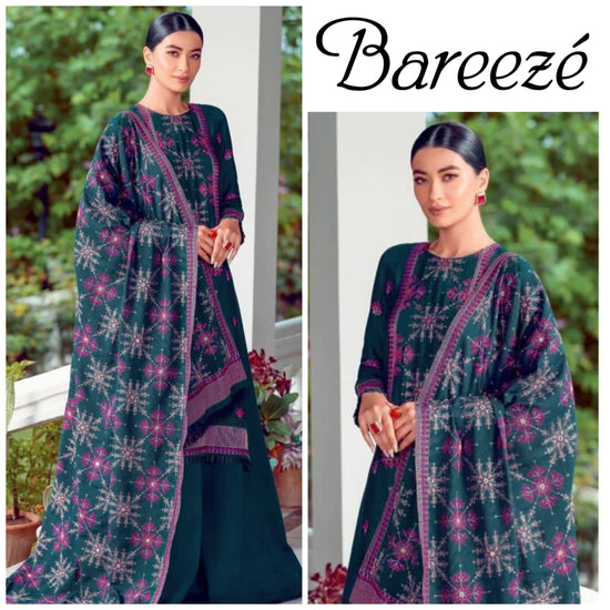 KARANDI UNSTICH EMBROIDERED 3-PC WITH KARANDI SHAWL